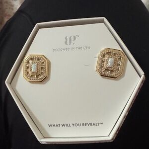 BP Gold Earrings with Opal Accent